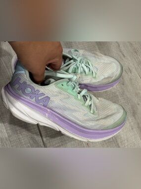 Hoka One One Kids Mint Green and Lavender Trail Sneakers